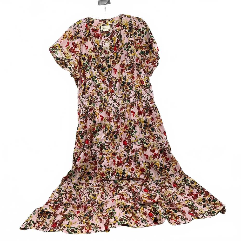 Anthropologie Pink-Red Floral Maxi Dress | 3X Plus in Turkey 100% Cotton